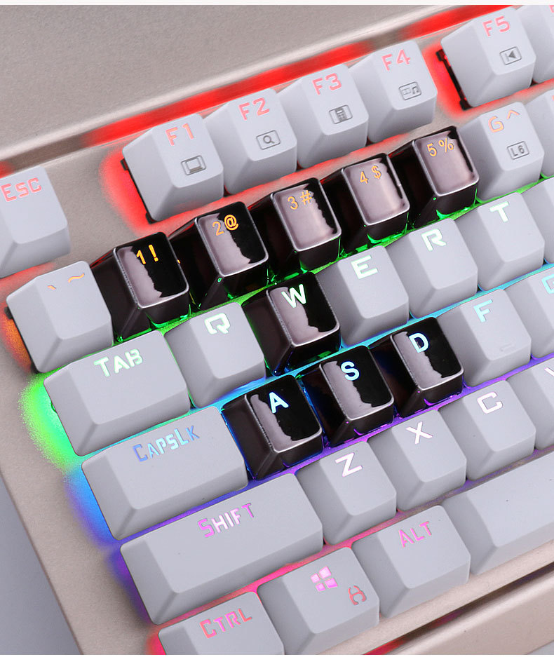 e元素 104键pbt键帽 金属银色个性透光游戏机械键盘键帽 通用型