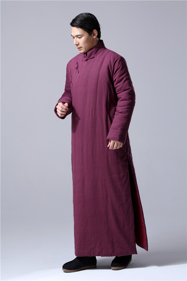 中国风男装冬民国风复古棉袍长袍大褂中式棉袄宽松棉衣长款棉服男