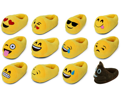 直销爆款现货emoji拖鞋 qq表情卡通毛绒拖鞋 qq表情全跟家居棉鞋
