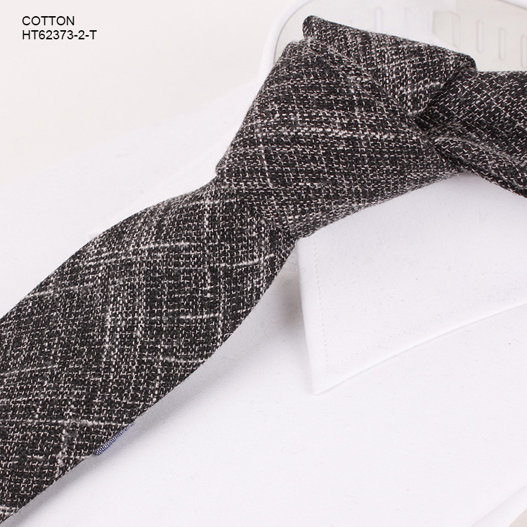素色时尚休闲领带 鱼骨纹领带 全棉领带批发ht62373