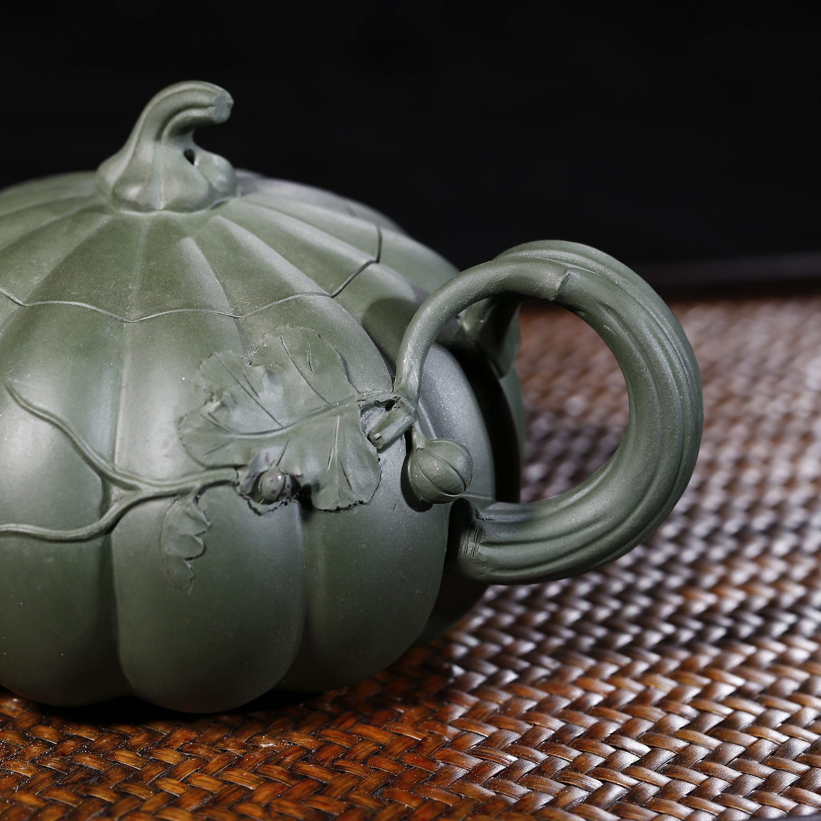 宜兴**紫砂壶 原矿正宗黄龙山绿泥全手工南瓜壶 茶壶 茶具