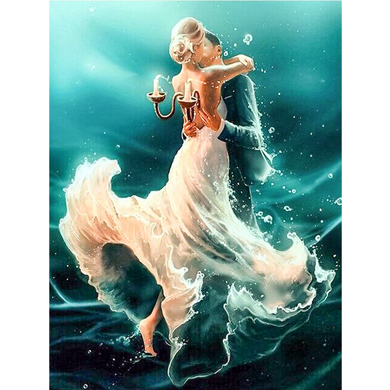 钻石画diy水下情侣2.8魔方圆满钻绣批发 客厅装饰 尖顶新款定做