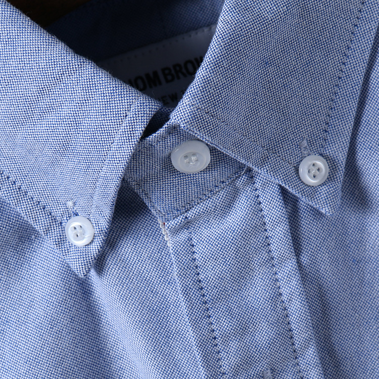 一件代发欧美潮牌 tb长袖衬衫衣襟蓝白红彩带男女牛津纺衬衣