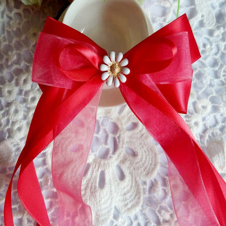 韩版头饰发饰 双层蝴蝶结飘带顶夹 儿童飘带仙女头饰发圈顶夹