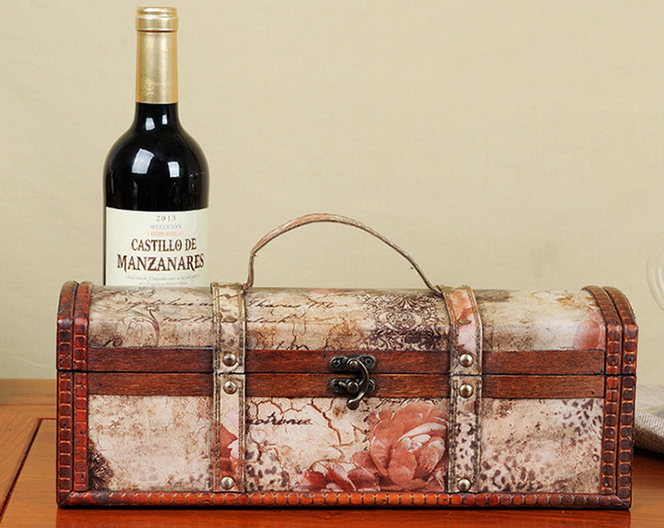 工厂加工现货一件代发复古皮盒葡萄酒仿古木盒包装单支装红酒礼.