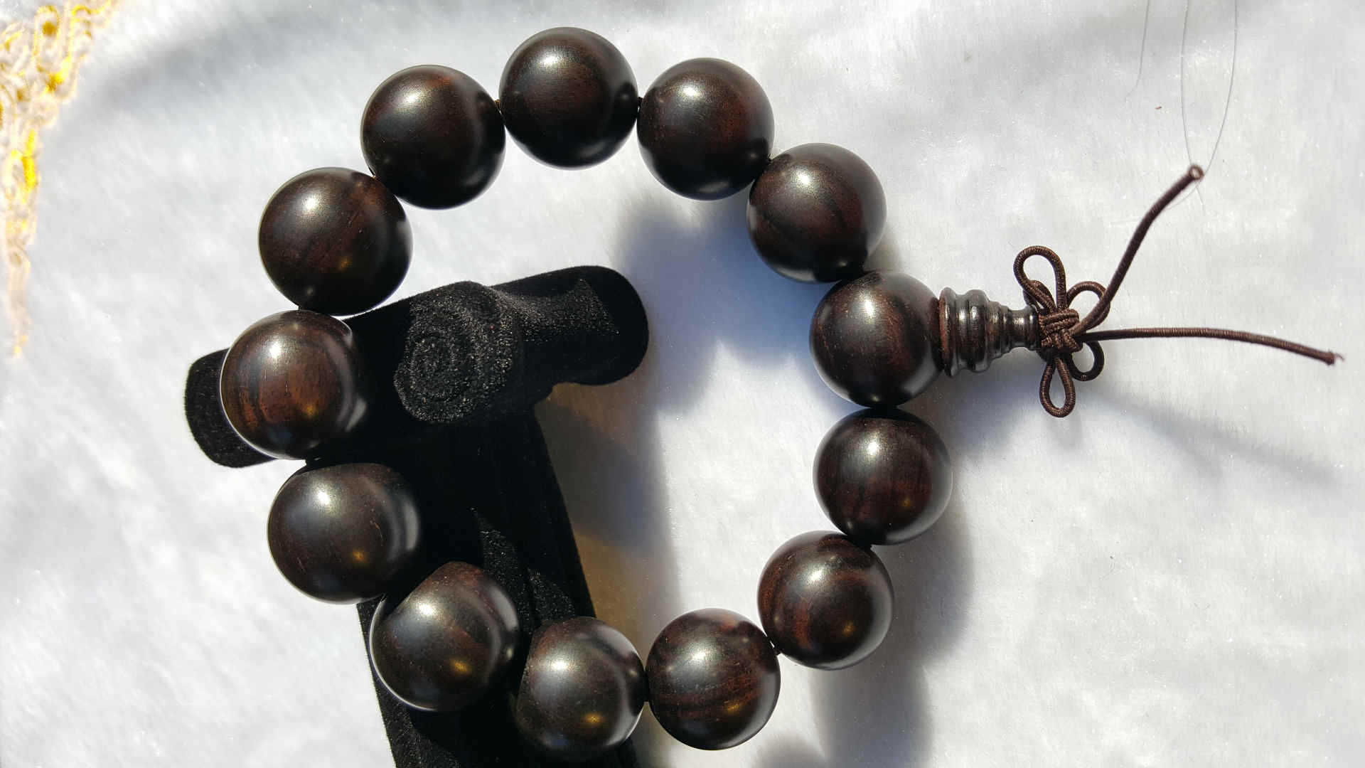 黑檀佛珠手串黑檀佛珠手链18高油密顺纹老料檀木念珠厂家批发