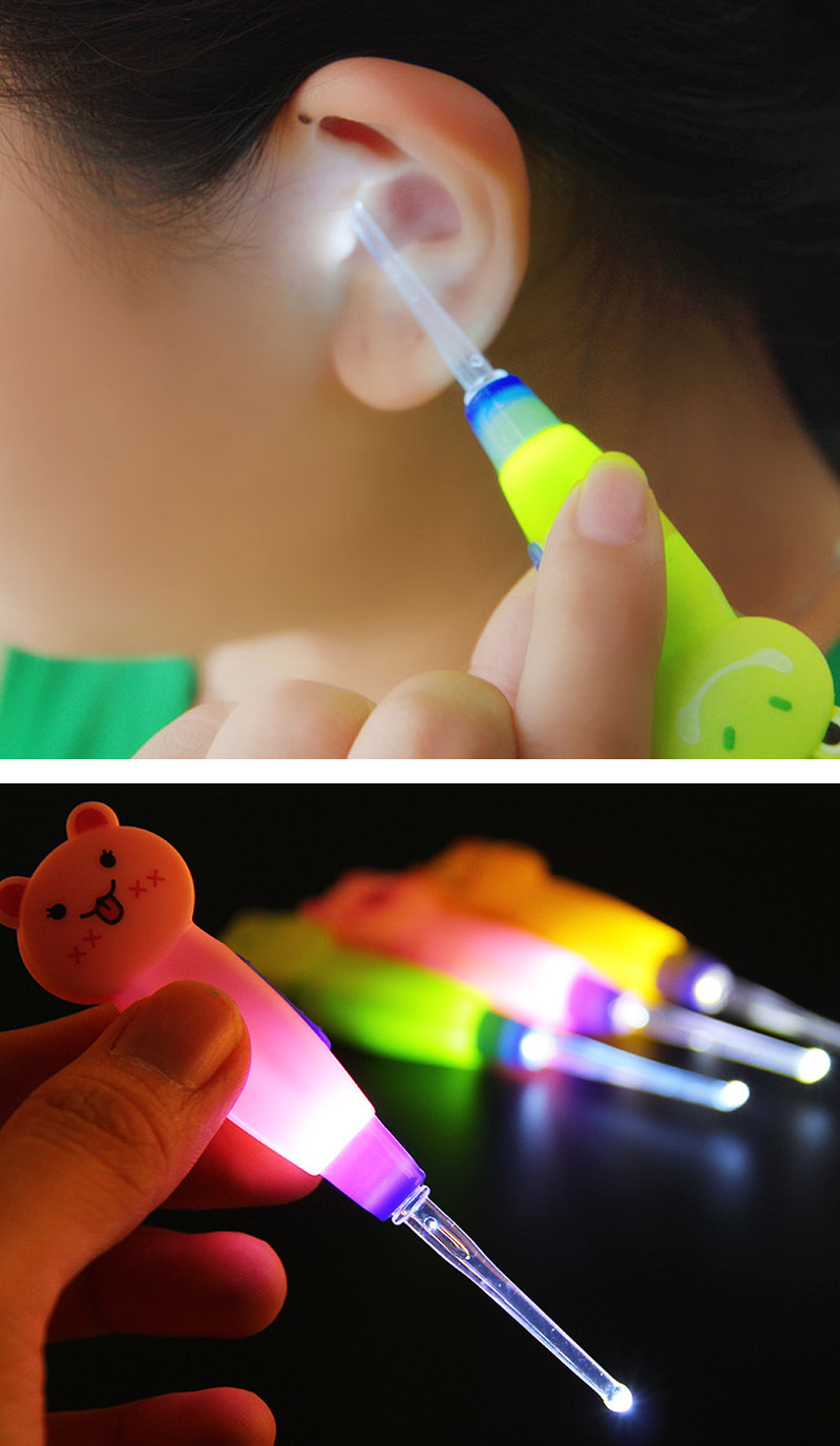 幼儿专用带灯卡通led发光挖耳勺ear cleaner earwax spoon clean