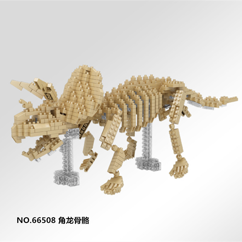yz钻石小颗粒积木 剑齿虎益智拼装积木 恐龙骨骼拼图儿童玩具