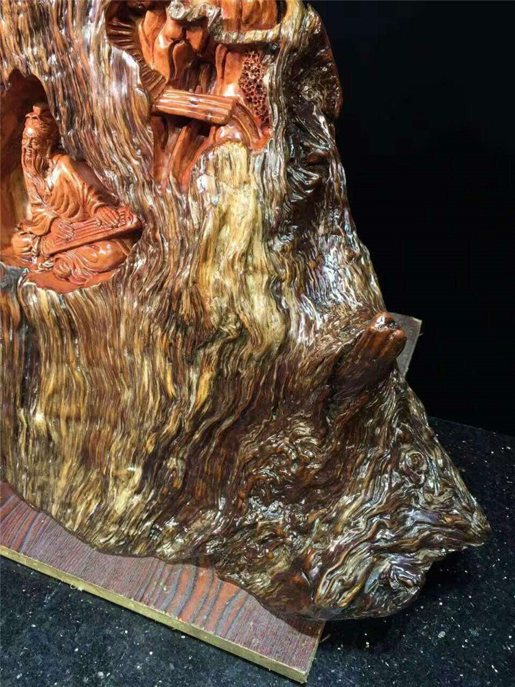 红豆杉木制品高山流水遇知音根雕刻工艺品精美家居摆件高端艺术