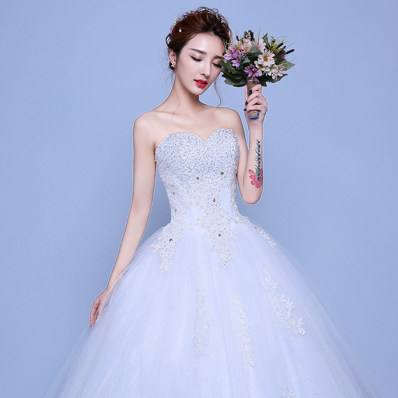 婚纱礼服供应2020春新款新娘结婚大码简约抹胸齐地蓬蓬裙显瘦婚纱