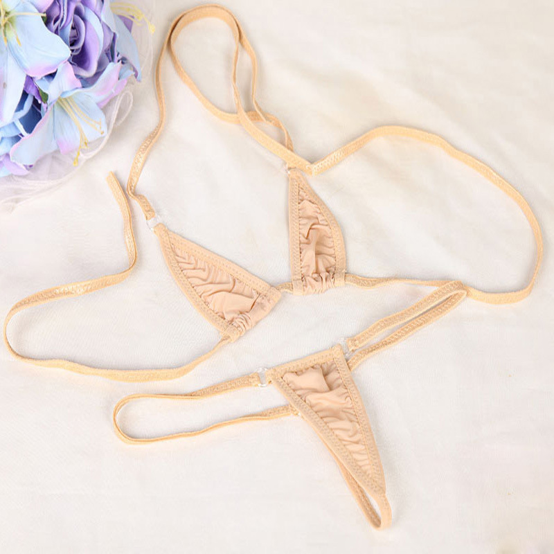 叶子媚情趣内衣套装外贸三点式女绑带内衣性感冰丝透视比基尼泳衣