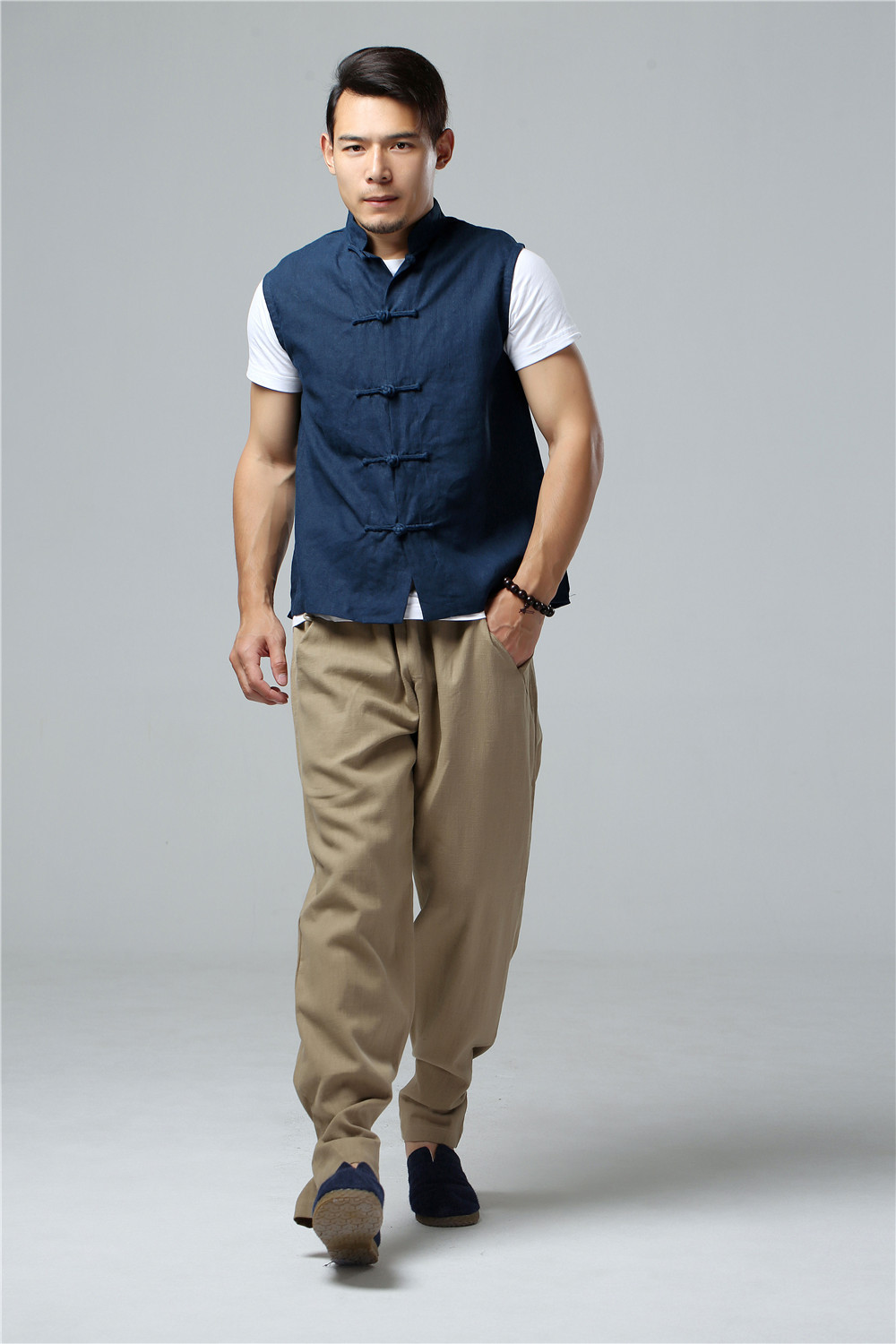 麻凡2020新品男装 纯色复古民族风宽松对襟马褂