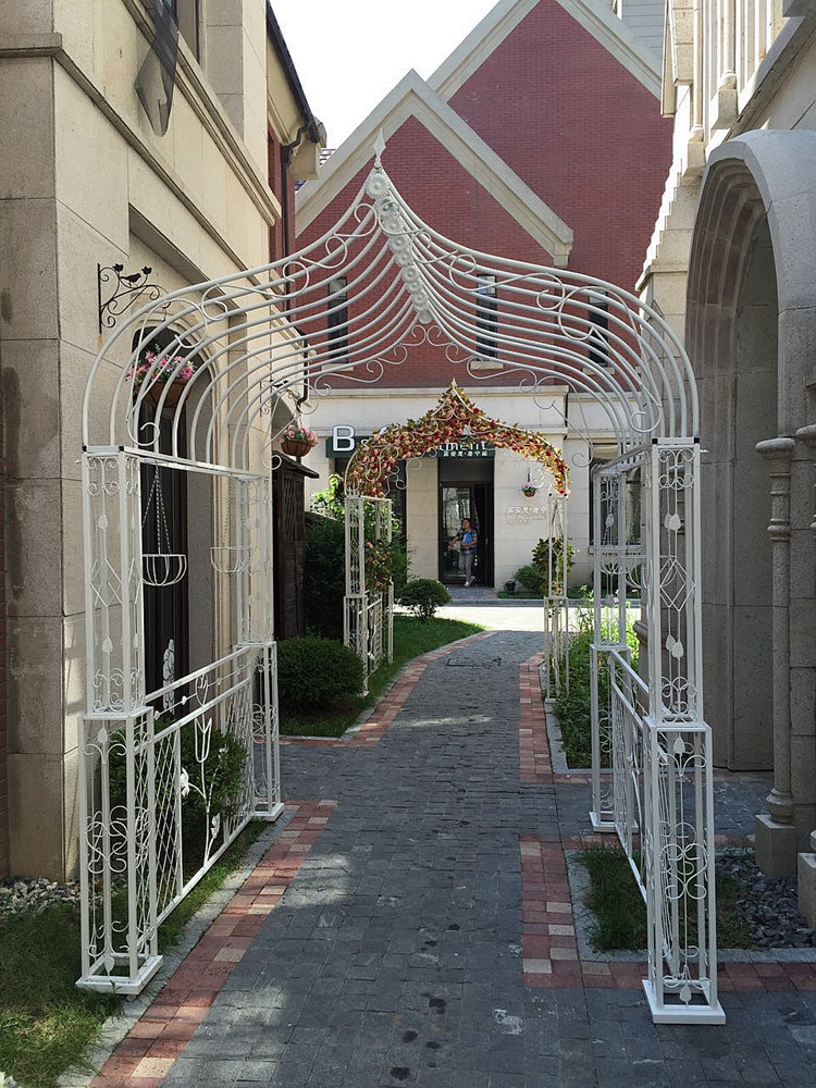 铁艺婚礼拱形门拱门花架婚庆道具花门幸福门绢花长廊拱门架爬藤架