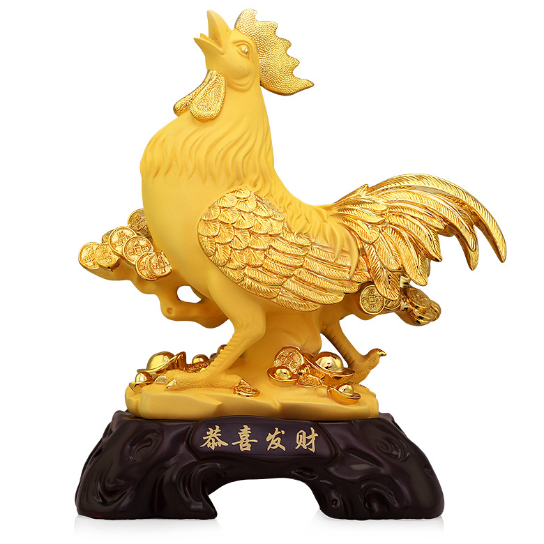 恭喜发财金鸡摆件生肖鸡工艺品鸡年办公室老板桌柜台装饰礼品批发