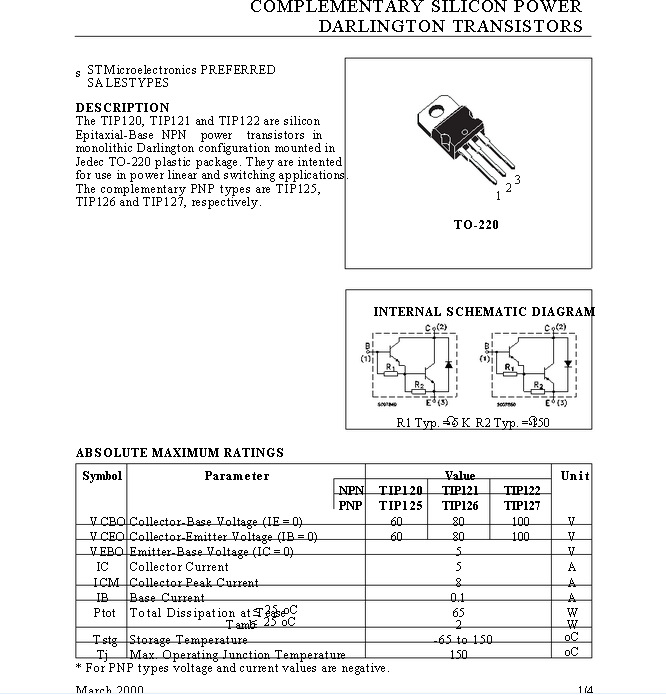tip127 st to-220 晶体管