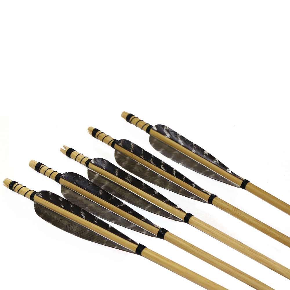 批发 真羽毛木箭 传统弓真羽箭 水滴羽白杆木 专业弓箭射箭器材