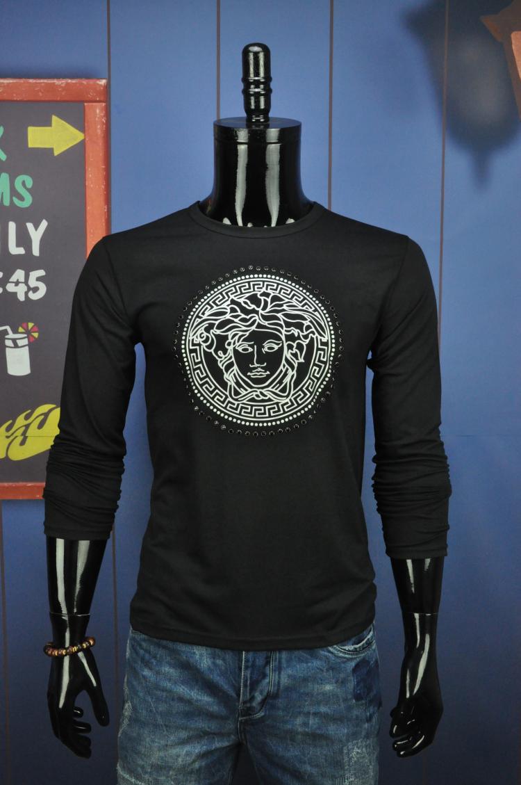 2016奢华烫钻美杜莎潮牌长袖t恤 欧美