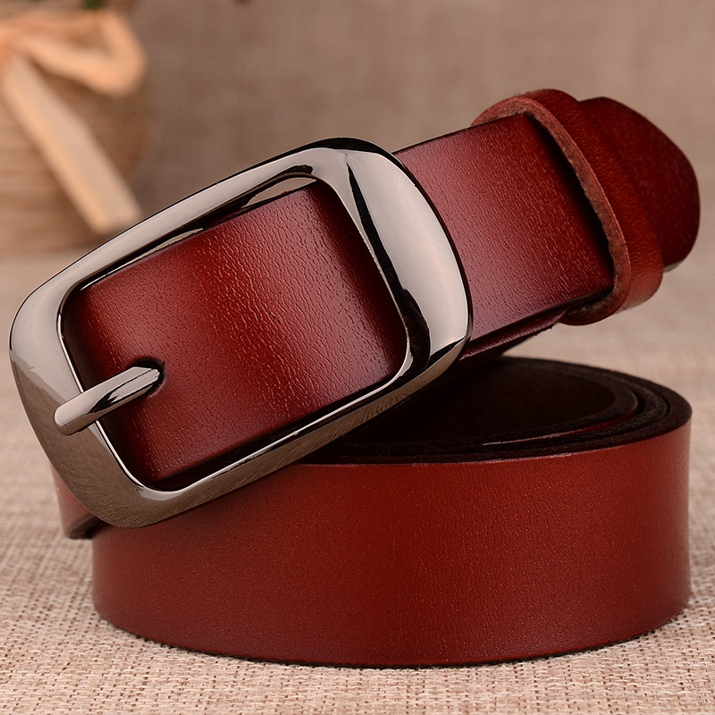 Hot Sale Women's Belt Genuine Leather Women's Genuine Leather Made Korean Belt Decorative Pin Buckle Fashion All-Match Factory Direct Sales