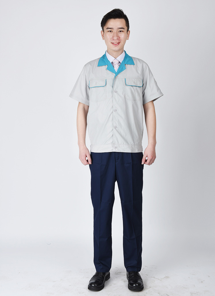 夏季吸湿排汗短袖厂服劳保工作服定做 工衣工装工作服定制483