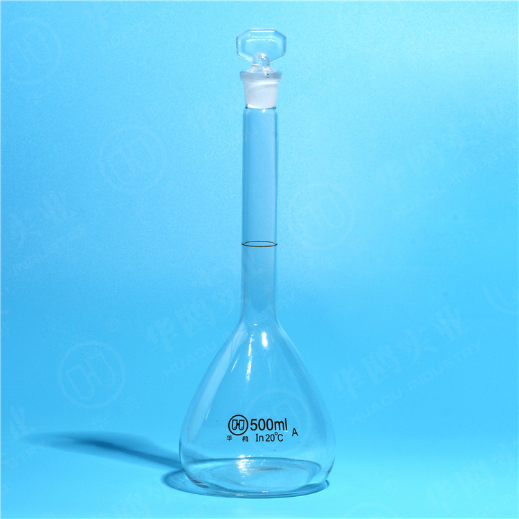 华鸥a级容量瓶500ml 现货供应透明a级量瓶500ml计量精准全国包检