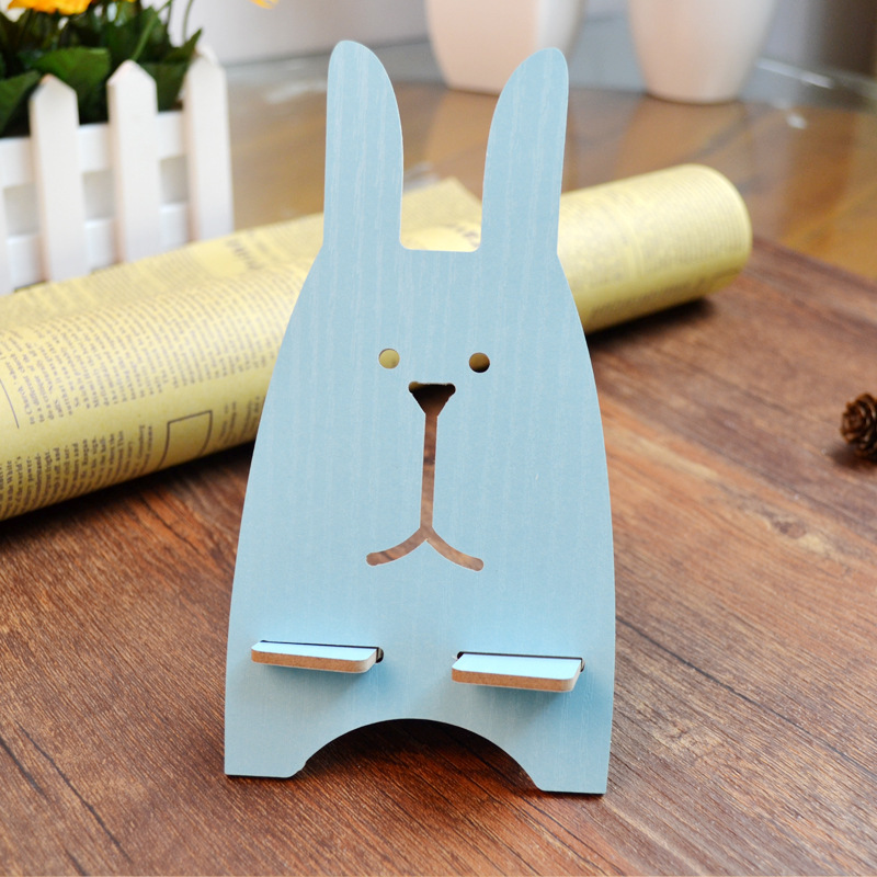 r38兔子手机支架卡通越狱兔木质手机支架手机架手机两个