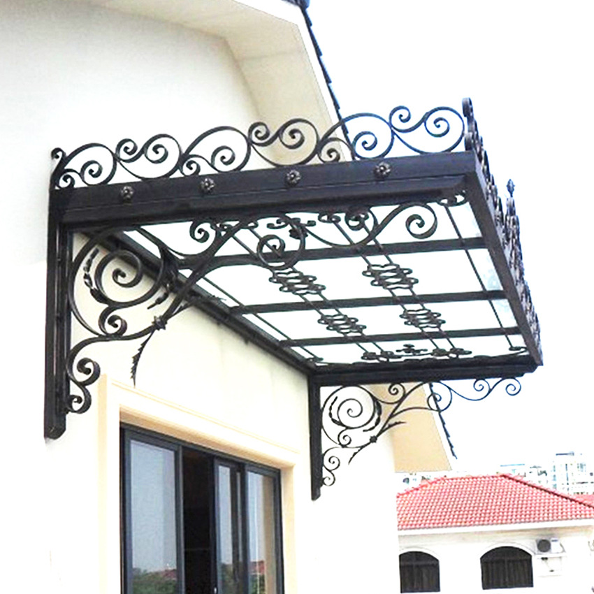铁艺结构雨棚架 厂家制作阳台雨棚架 伸缩雨棚架 新款广告铁棚架