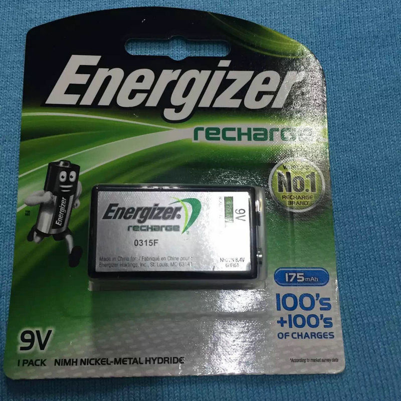 energizer劲量9v充电电池9v方块镍氢电池175mah电子9v电池