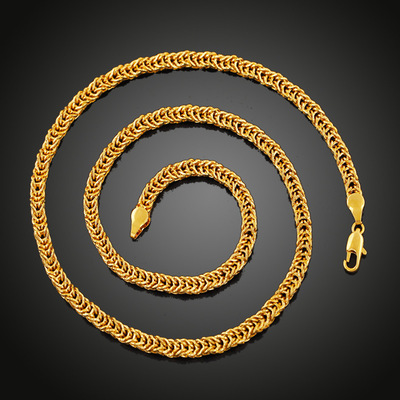 厂家直销保色18k金欧美饰品热销项饰男式铜项链狐尾链可代发n392