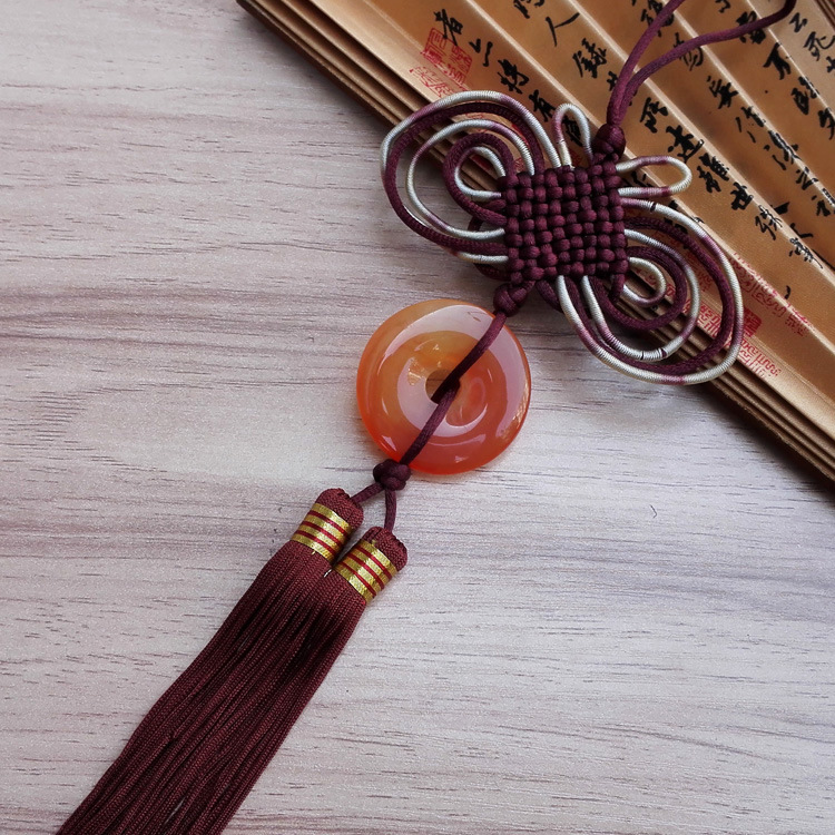 jy709 高档绕线配玉中国结汽车挂件 古典道具装饰玉佩挂件批发