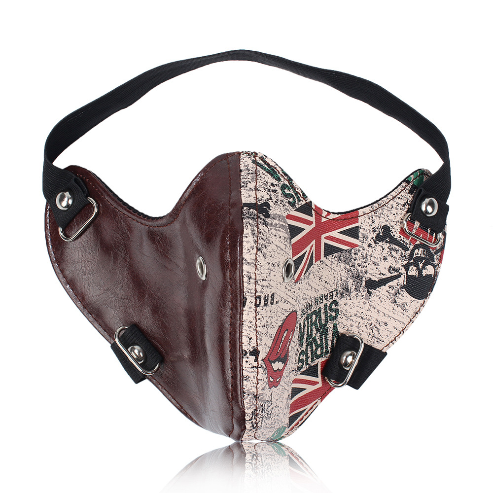 动漫周边面具口罩 新品皮革朋克骷髅口罩 机车防尘口罩一件代发