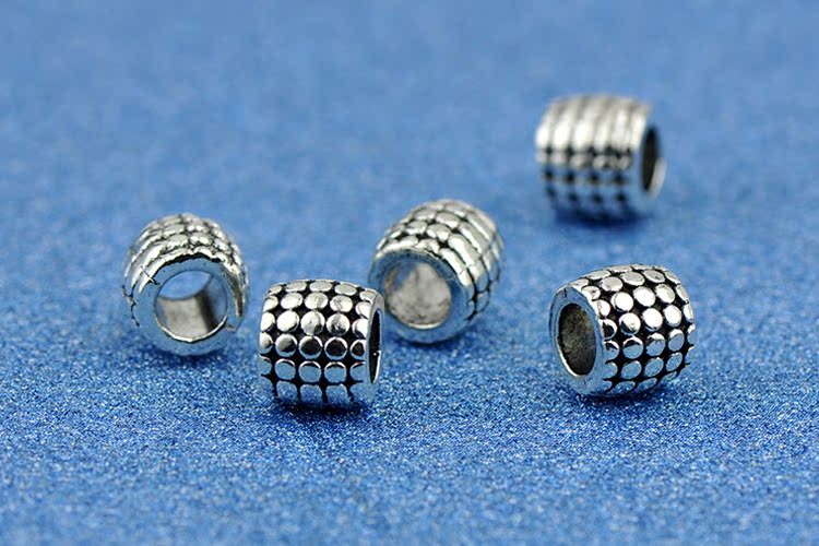 热卖镀银抹黑合金大孔珠 散珠批发 diy饰品配件批发 速卖通热销