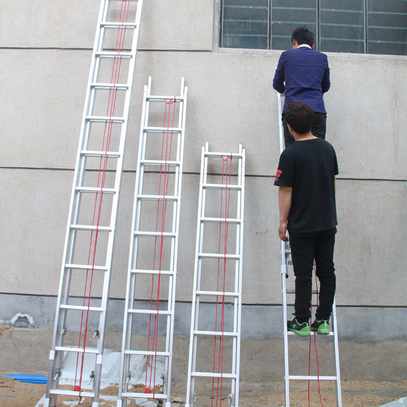 冲压机制升降伸缩梯子铝合金加厚单面梯工程户外梯4-12米家用梯