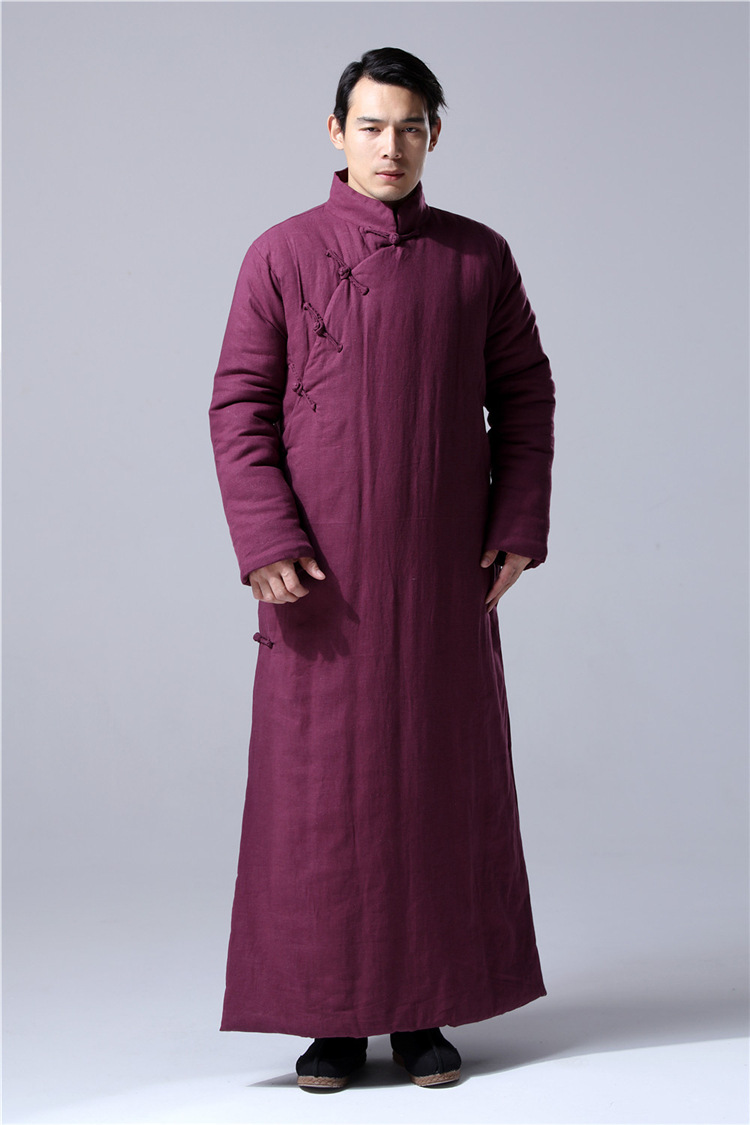 中国风男装冬民国风复古棉袍长袍大褂中式棉袄宽松棉衣长款棉服男