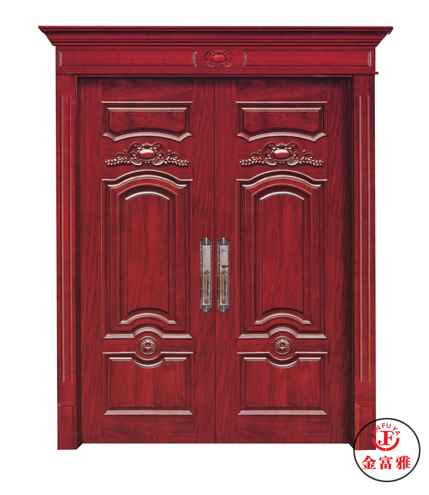 【金富雅】厂家定制仿古双开原木门别墅客厅