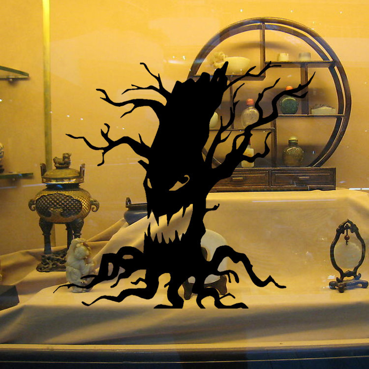 外贸万圣节鬼树墙贴pvc可移除防水创意贴画客厅装饰鬼树壁画
