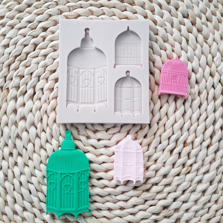 3pcs鸟笼 翻糖蛋糕硅胶模具 巧克力模超轻粘土软陶模 批发定制