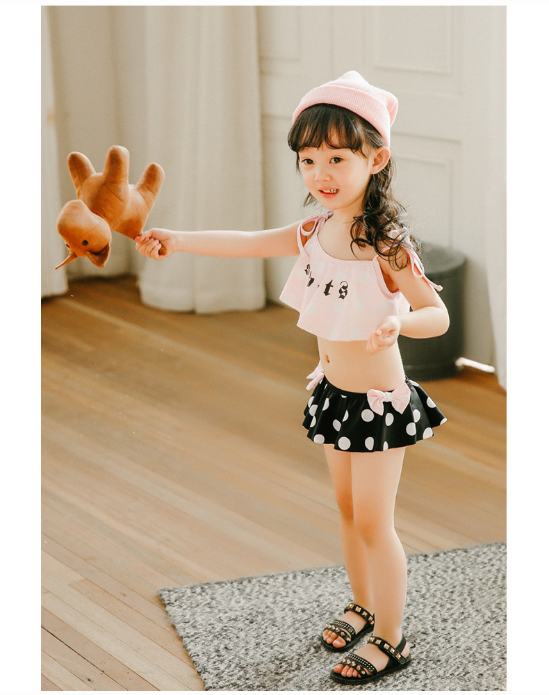 新款儿童泳衣女童女孩裙式分体游泳装可爱宝宝比基尼温泉泳衣