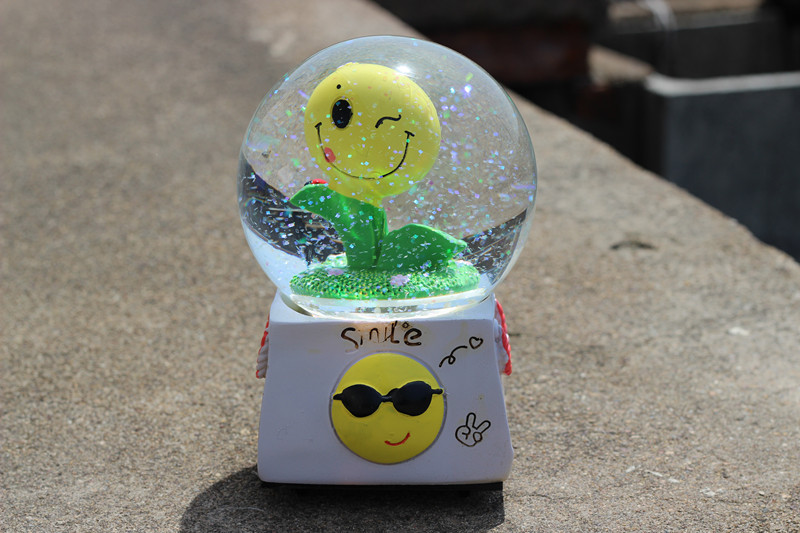 大号旋转水晶球向日葵太阳花音乐盒八音盒创