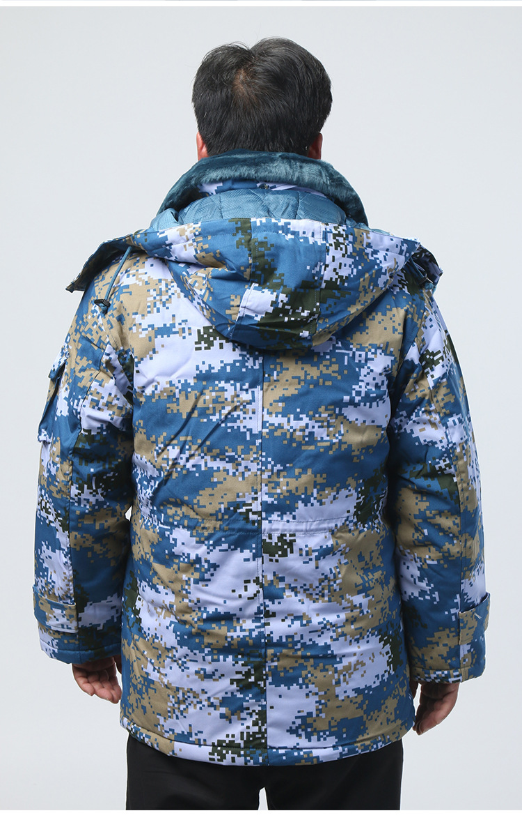 冬季海洋迷彩防寒军大衣 海陆战队男作训大