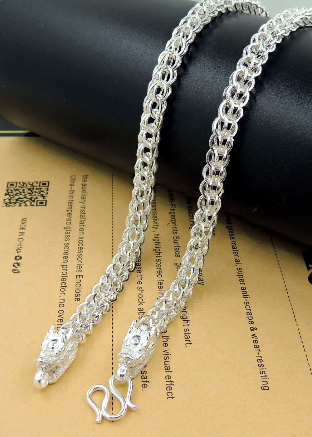 厂家纯银批发 999纯银项链 男士龙头项链 民族风霸气龙头银项链男