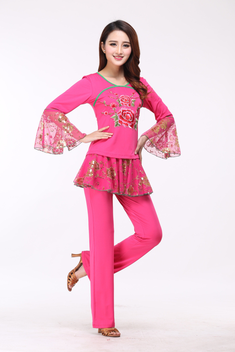 云裳秋冬季广场舞蹈服装修身套装新款长袖上衣裙裤跳舞服装演出服