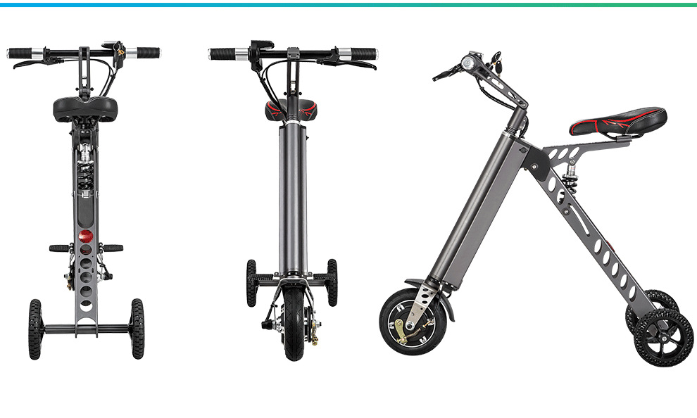 便携超轻铝合金折叠车三轮车成人老年助力代步车锂电池电动自行车