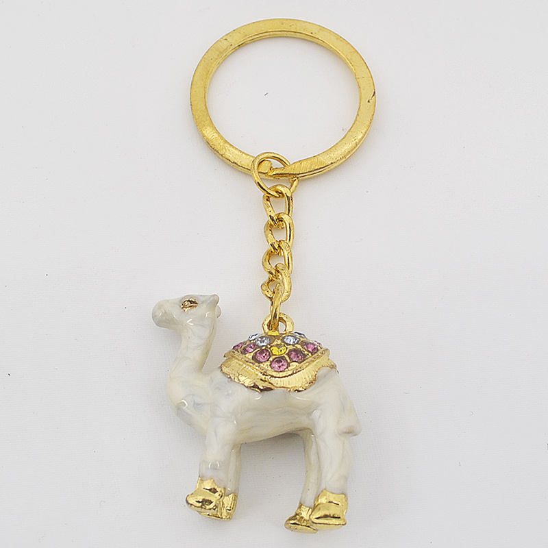 dubai metal crafts three-dimensional diamond-inlaid camel keychain pendant middle east tourist souvenir factory customization