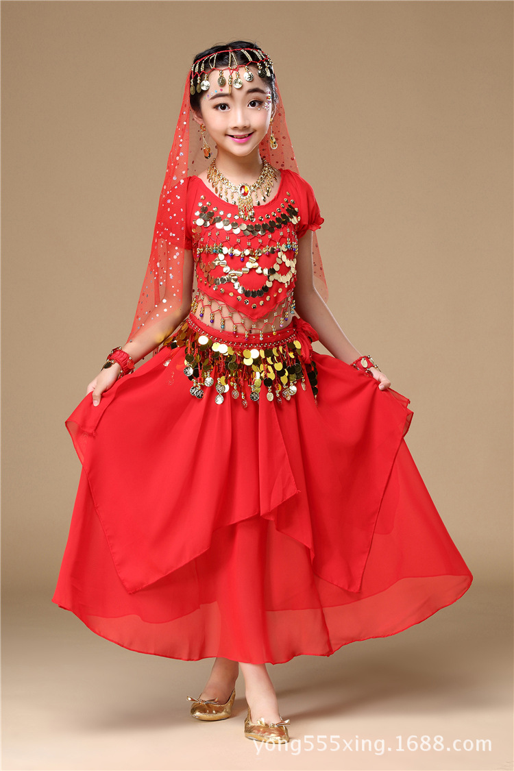 泳达嘉艺儿童印度舞蹈服装演出服套装六一舞蹈表演服肚皮舞演出服