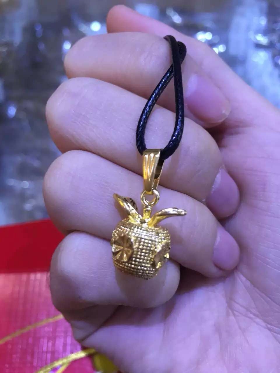 欧币金镀24k实心小苹果吊坠项链女韩版金苹果圣诞节礼物批发礼品
