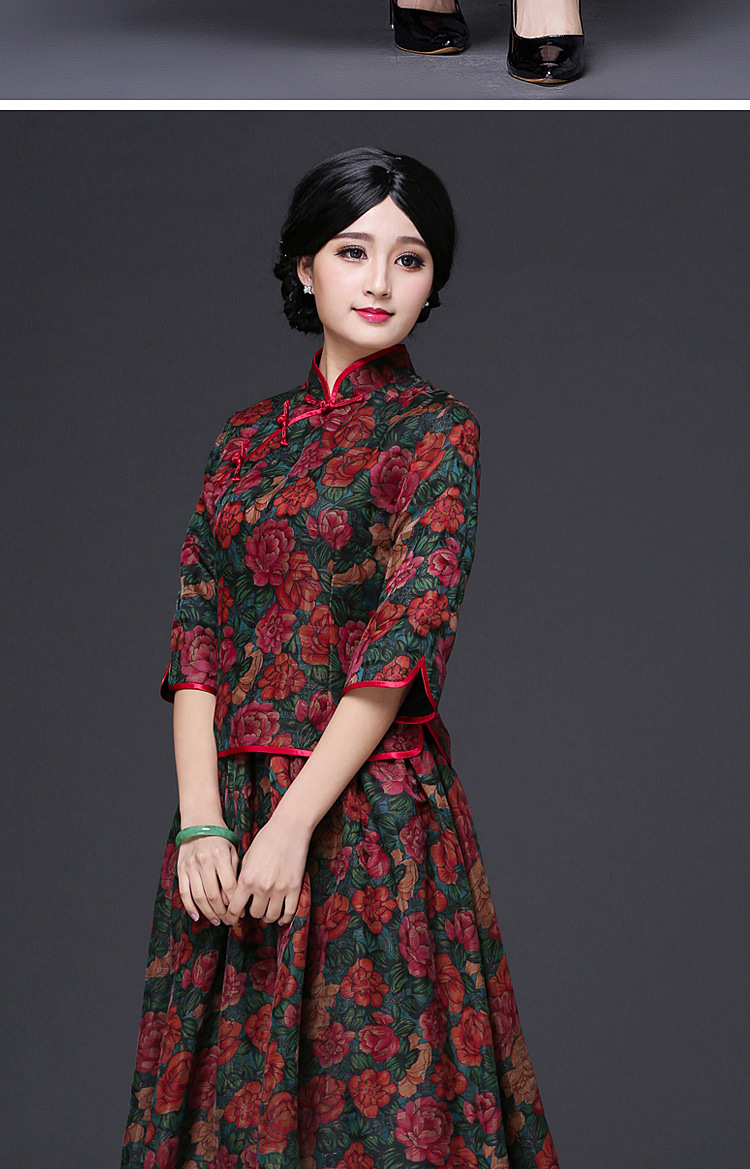 倾城粉黛高端定制端庄新款改良真丝香云纱旗袍裙日常复古女士上衣