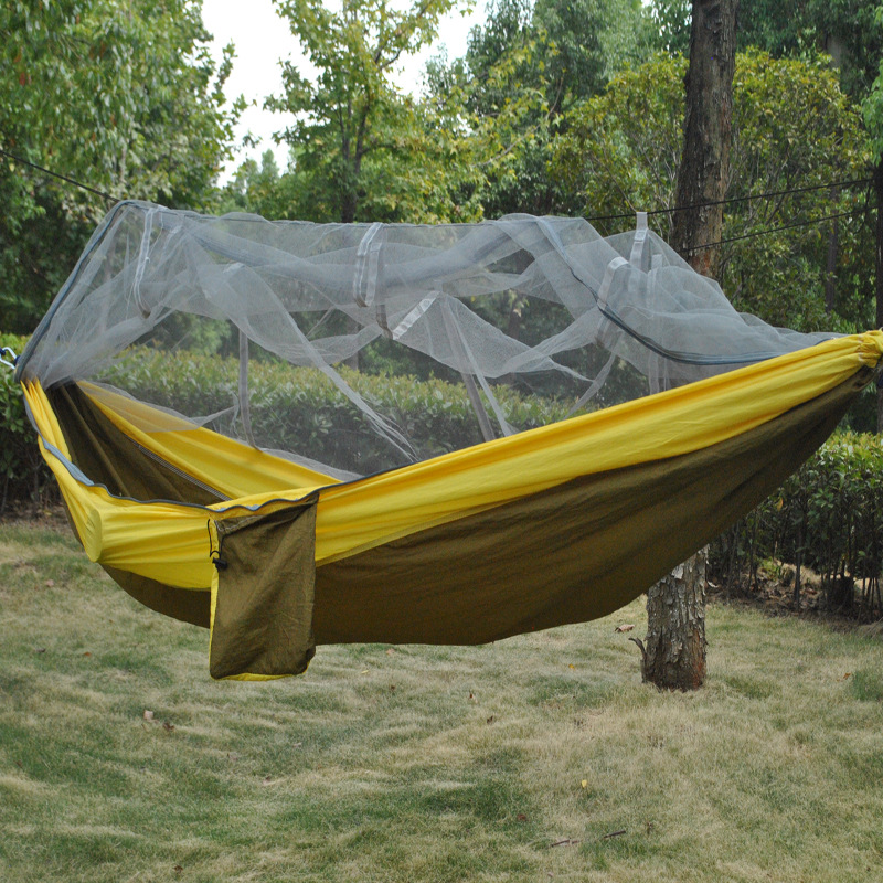 双人降落伞布吊床 批发户外双人降落伞布带蚊帐吊床户外休闲用品