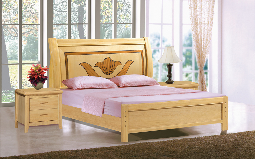 厂家批发销售实木床 杉木夹板床 1.5米1.8米双人床 902