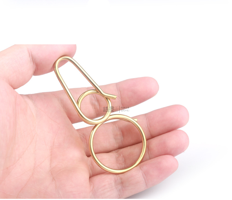 黄铜钥匙扣 复古男女手工纯黄铜钥匙扣 8字型钥匙圈环 edc工具