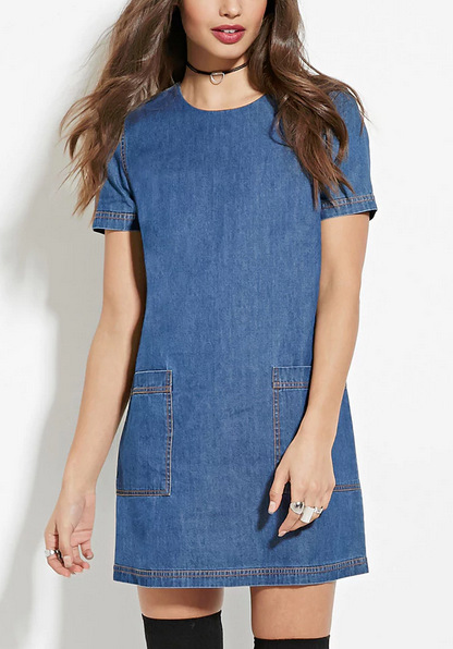 2016欧美外贸原单亚马逊wish速卖通ebay爆款宽松牛仔连衣裙